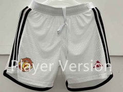 Player Version 2023-2024 Manchester United White Thailand Soccer Shorts-6886