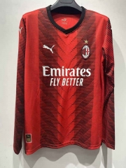 2023-2024 AC Milan Home Red&Black LS Thailand Soccer Jersey AAA-422