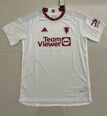 2023-2024 Correct Version Manchester United 2nd Away White Soccer Jersey AAA-818