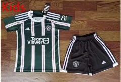 2023-2024 Manchester United Away Green Kids/Youth Soccer Uniform-709