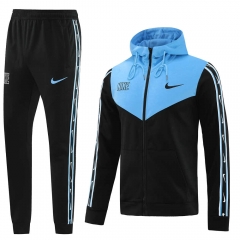 Nike Black&Blue Thailand Soccer Jacket Uniform With Hat-LH