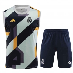 2023-2024 Real Madri Grey&Blue Thailand Soccer Vest Uniform-418