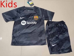 2023-2024 Barcelona Goalkeeper Black Kid/Youth Soccer Uniform-507