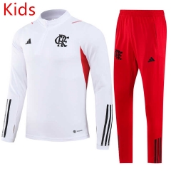 2023-2024 Flamengo White Kids/Youth Soccer Tracksuit-GDP