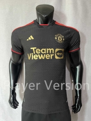 Player Version 2023-2024 Manchester United Black&Gold Soccer Jersey AAA-4691