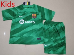 2023-2024 Barcelona Goalkeeper Green Kid/Youth Soccer Uniform-507
