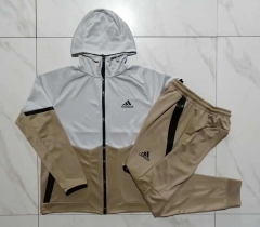 2023-2024 Adidas Grey&Khaki Thailand Soccer Jacket Uniform With Hat-815