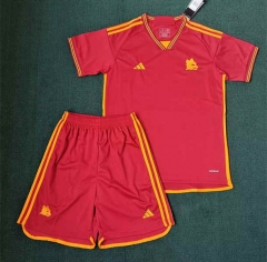 2023-2024 Correct Version Roma Home Red Soccer Uniform-3454