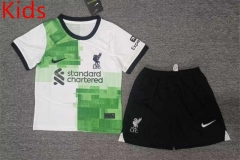 2023-2024 Correct Version Liverpool Away White&Green Kids/Youth Soccer Uniform-2353