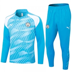 2023-2024 Manchester City Blue Thailand Soccer Tracksuit Uniform-411
