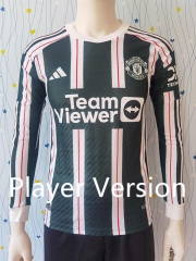 Player Version 2023-2024 Manchester United Away Green&White LS Thailand Soccer jersey AAA-807