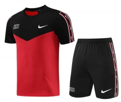 Nike Red&Black Short-Sleeved Thailand Soccer Tracksuit-LH