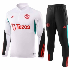 (S-3XL) 2023-2024 Manchester United White Thailand Soccer Tracksuit-GDP