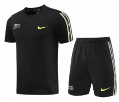Nike Black Short-Sleeved Thailand Soccer Tracksuit-LH