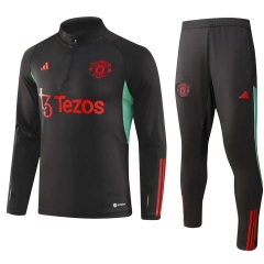 (S-3XL) 2023-2024 Manchester United Black Thailand Soccer Tracksuit-GDP
