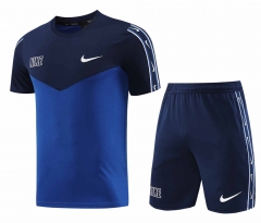 Nike Blue Short-Sleeved Thailand Soccer Tracksuit-LH
