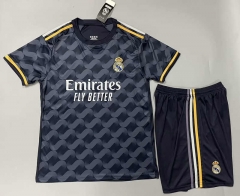 (Without Brand Logo) 2023-2024 Real Madrid Away Black Soccer Uniform-9031