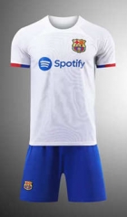 (Without Brand Logo) 2023-2024 Barcelona Away White Soccer Uniform-1506