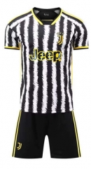 (Without Brand Logo) 2023-2024 Juventus Home Black&White Soccer Uniform-1506