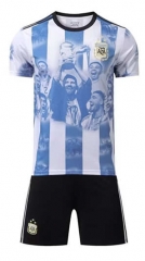 (Without Brand Logo) 2023-2024 Champion Version Argentina Blue Soccer Uniform-1506