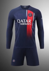 (Without Brand Logo) 2023-2024 Paris SG Home Royal Blue LS Soccer Uniform-1506