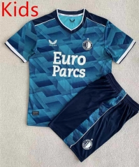 2023-2024 Feyenoord Rotterdam Away Blue Kid/Youth Soccer Uniform-AY
