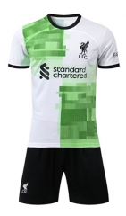 (Without Brand Logo) 2023-2024 Liverpool Away White&Green Soccer Uniform-1506