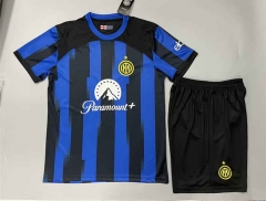 (Without Brand Logo) 2023-2024 Inter Milan Home Blue&Black Soccer Uniform-1506
