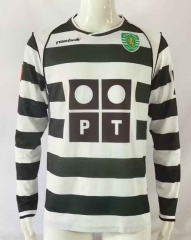 Retro Version 01-03 Sporting Clube de Portugal White&Green Thailand LS Soccer Jersey AAA-503