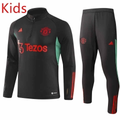 2023-2024 Manchester United Black Kids/Youth Soccer Tracksuit-GDP