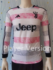 Player Version 2023-2024 Juventus Away Pink&White LS Thailand Soccer Jersey AAA-807