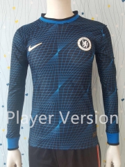 Player Version 2023-2024 Chelsea Away Blue&Black LS Thailand Soccer Jersey AAA-807