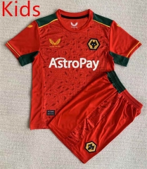 2023-2024 Wolverhampton Wanderers Away Red Kids/Youth Soccer Uniform-AY