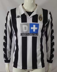 Retro Version 99-00 Juventus Home Black&White LS Thailand Soccer Jersey AAA-503