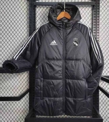 2023-2024 Real Madrid Black Cotton Coats With Hat-GDP