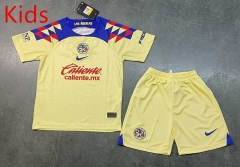 2023-2024 Club América Home Yellow Kids/Youth Soccer Uniform-8679