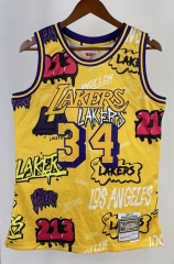 Retro Version 96-97 Los Angeles Lakers Mitchell&Ness Camouflage Color #34 NBA Jersey-311