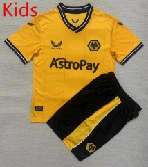 2023-2024 Wolverhampton Wanderers Home Yellow Kids/Youth Soccer Uniform-AY