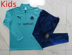 2023-2024 Olympique Marseille Lake Blue Kids/Youth Thailand Soccer Tracksuit-815