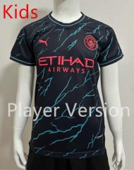 (Without Shorts) Player Version 2023-2024 Manchester City 2nd Away Blue&Black Thailand Kids/Youth Soccer jersey-SJ