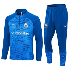 2023-2024 Olympique de Marseille Bright Blue Thailand Soccer Tracksuit-411
