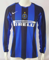 Retro Version 04-05 Inter Milan Home Blue&Black LS Thailand Soccer Jersey AAA-503