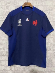 (S-5XL) 2023 World Cup France Home Royal Blue Thailand Rugby Shirt