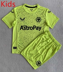 2023-2024 Wolverhampton Wanderers Goalkeeper Green Kids/Youth Soccer Uniform-AY