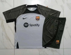 2023-2024 Barcelona Light Gray Short-sleeved Thailand Soccer Tracksuit -815