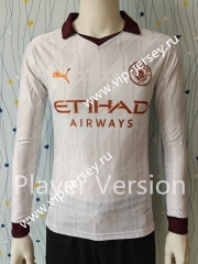 2023-2024 Manchester City Away White LS Thailand Soccer Jersey AAA-807
