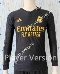 Player Version 2023-2024 Real Madrid 2nd Away Black LS Thailand Soccer Jersey AAA-807