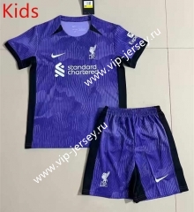 2023-2024 Liverpool 2nd Away Purple Kids/Youth Soccer Uniform-5925