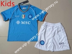 2023-2024  Napoli Home Blue Kid/Youth Soccer Uniform-507