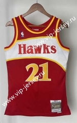Retro Version 85-86 Atlanta Hawks Mitchell&Ness Red #21 NBA Jersey-311